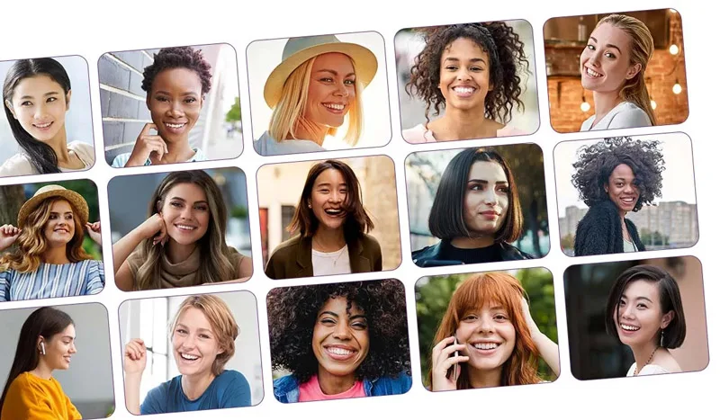 Collage di facce di donne